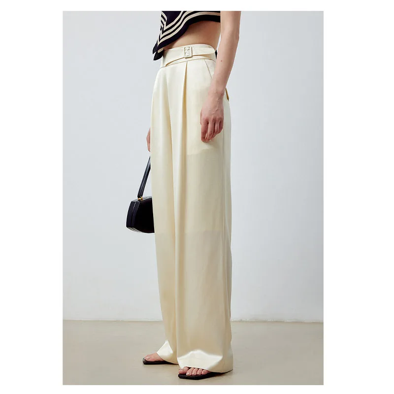 Легкие роскошные атласные триацетатные женские брюки цвета шампанского