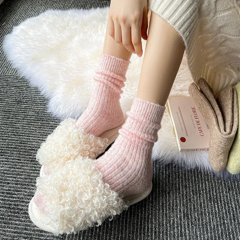 Женские теплые однотонные носки до середины икры в Корейском стиле японские