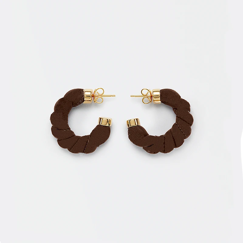 

NIGO Free Shipping Twisted Leather Twist Hoop Stud Earrings #nigo89151