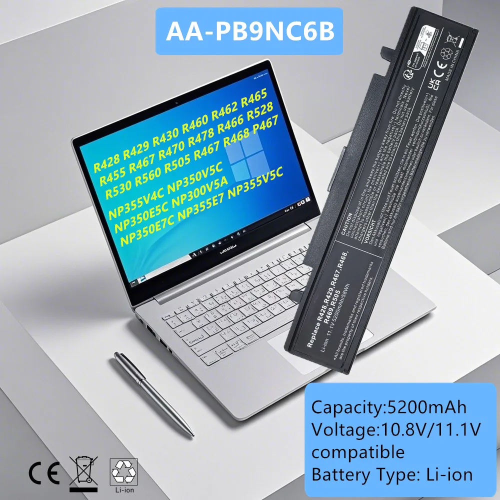Фото Аккумулятор для ноутбука SAMSUNG 305V4A R478 R466 R528 R530 R560 R505 R467 R468 P467 305V4A 305V5A 355V4C 355V5C NP355V4C NP350V5C №1
