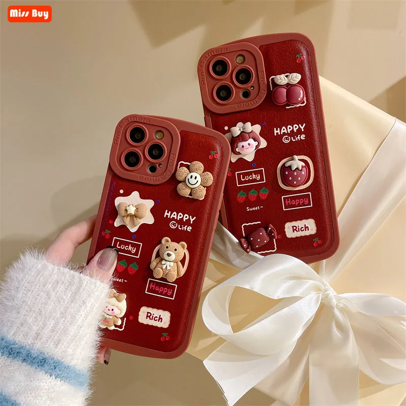 

Lovely 3D Cartoon Doll Soft Silicone Camera Protection Case For iPhone 13 12 11 Pro 12 13 Mini Max X XR XS 7 8 Plus Cover Slim