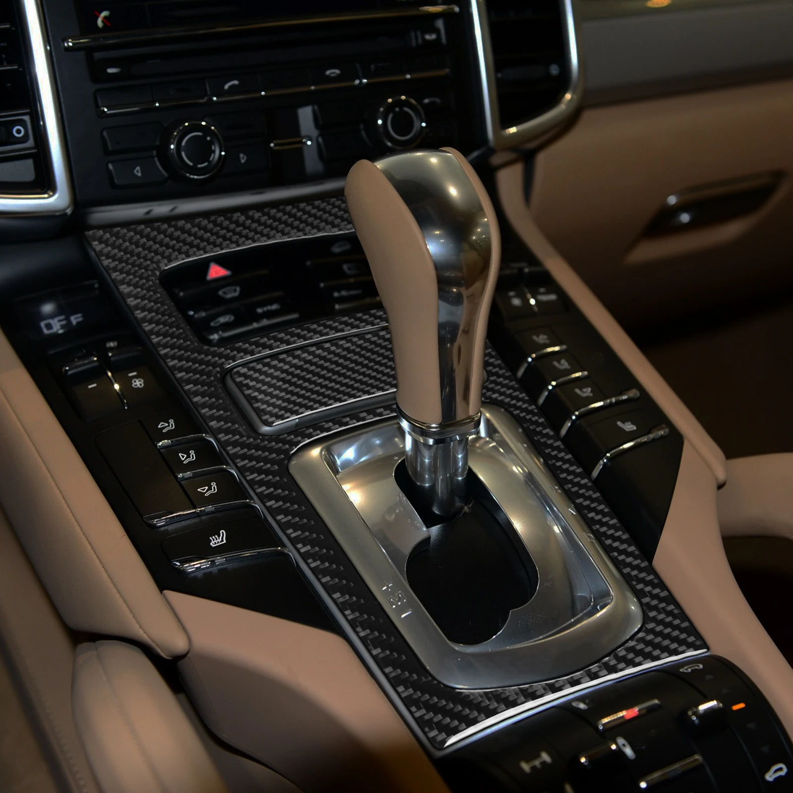 Фото Для Porsche Cayenne 958 92A 2011-2017: Комплект накладок из карбона для центральной консоли, панели переключения передач и отсека для хранения, автомобильные аксессуары, наклейки №2