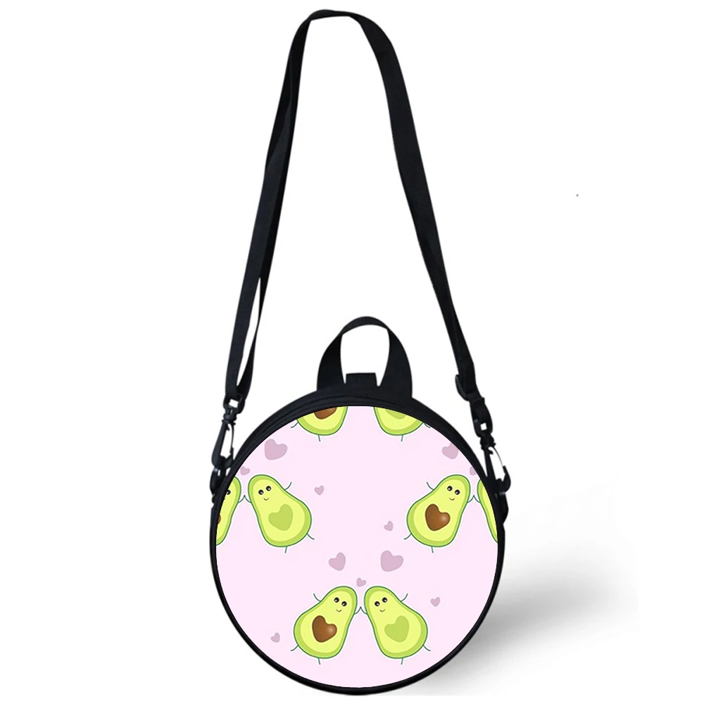 Cartoon cute avocado Child kindergarten Bag 3D Print Crossbody Shoulder Bags For School Women Mini Round Bagpacks Rugtas Bag