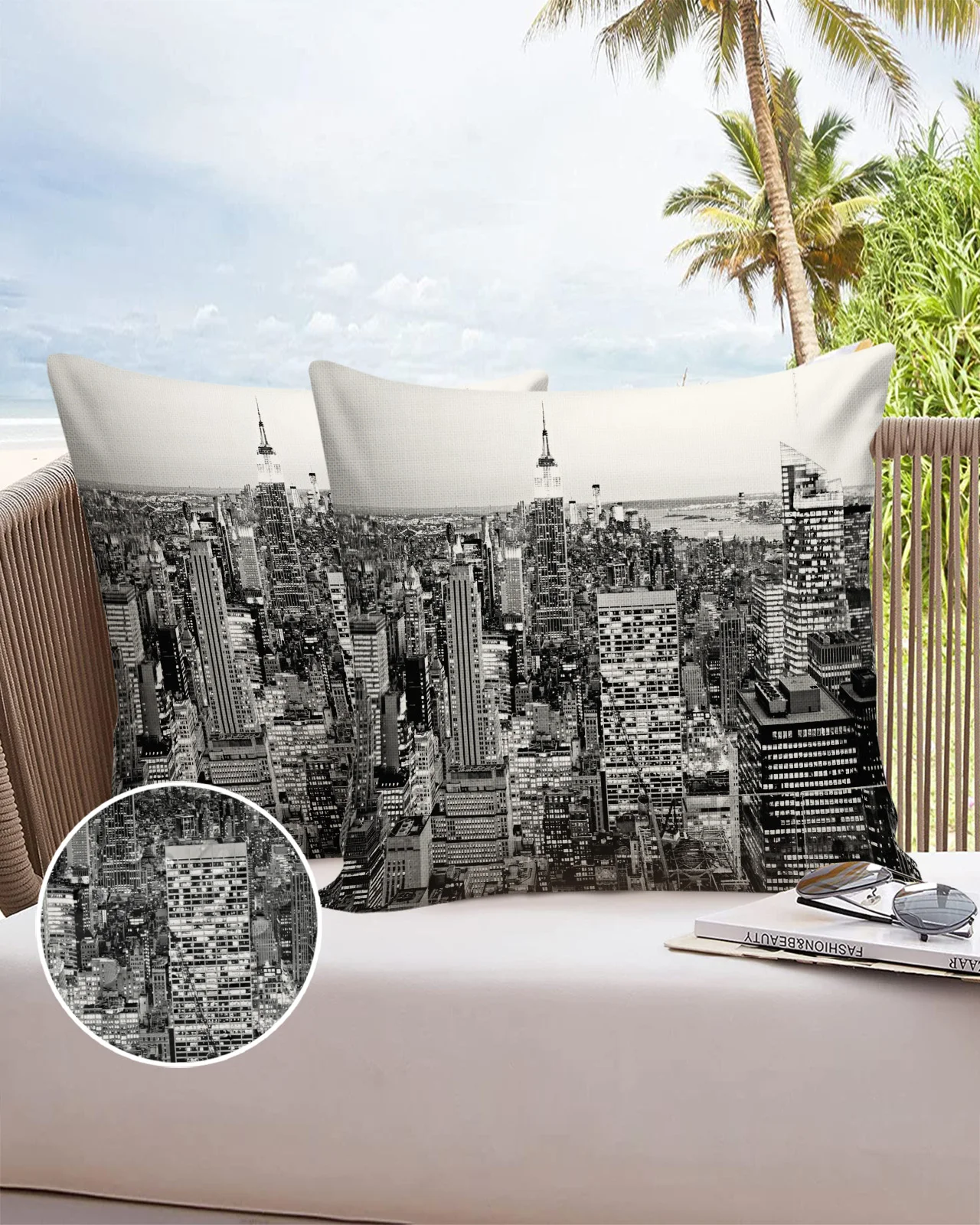 

Black And White City Sky Clouds Retro Cushion Pillowcase Set Living Room Sofa Decor Cushion Cover Waterproof Throw Pillowcover