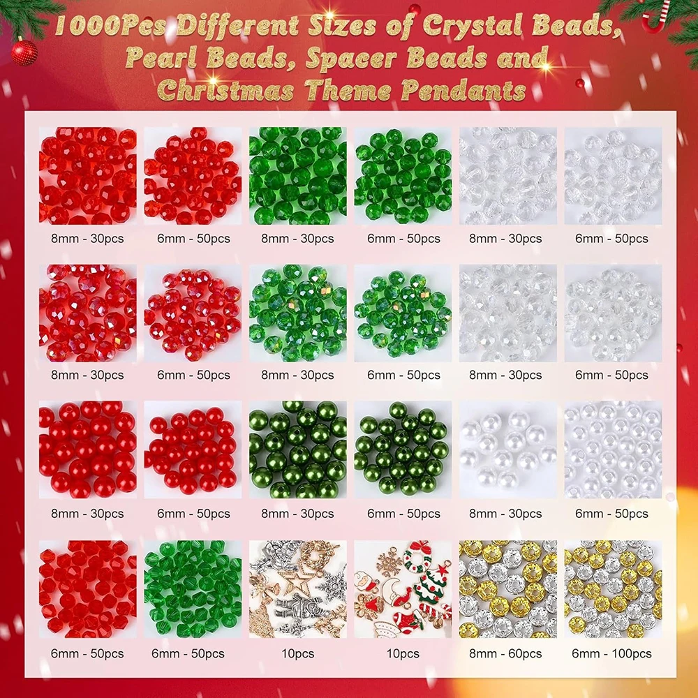 1000 шт. Рождественский набор хрустальных бусин жемчужные бусины стеклянные