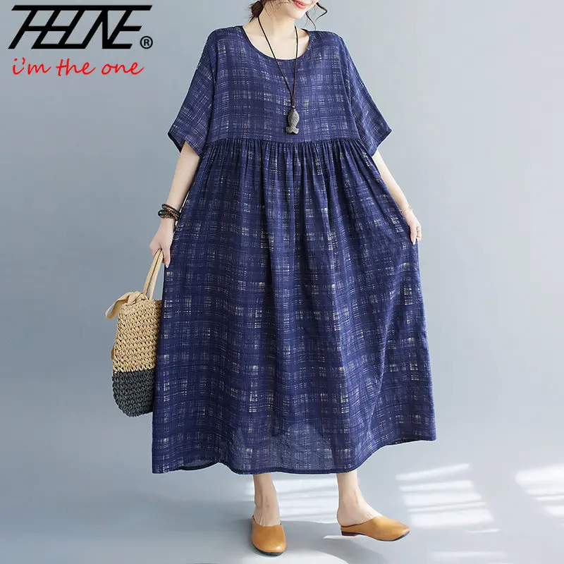 

Женское летнее платье в шотландскую клетку, большого размера, 200 кг