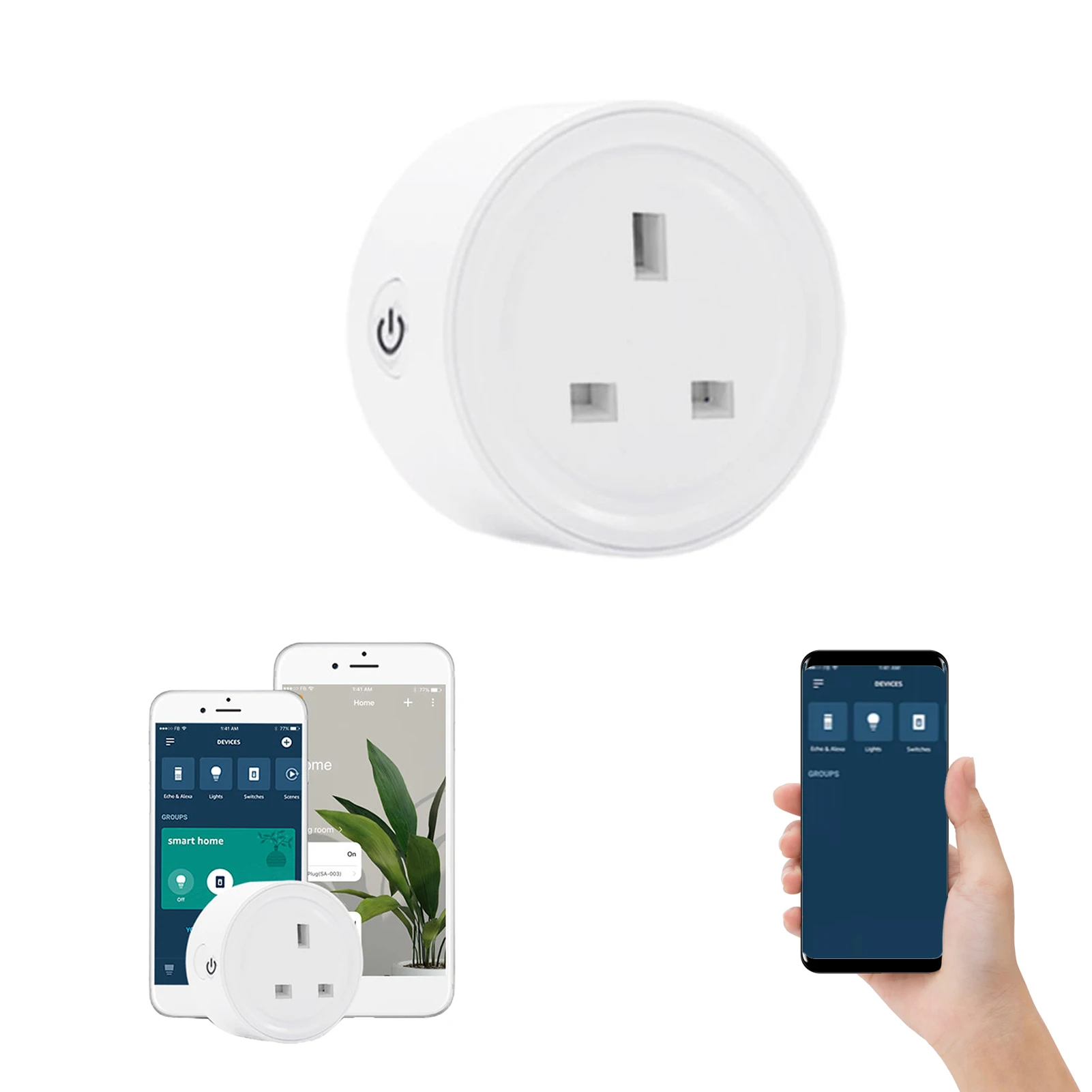 

Smart Wifi Plug UK Mini WiFi Outlet Works With Google Voice Remote Control Supports 2.4GHz Network Wireless Control Socket