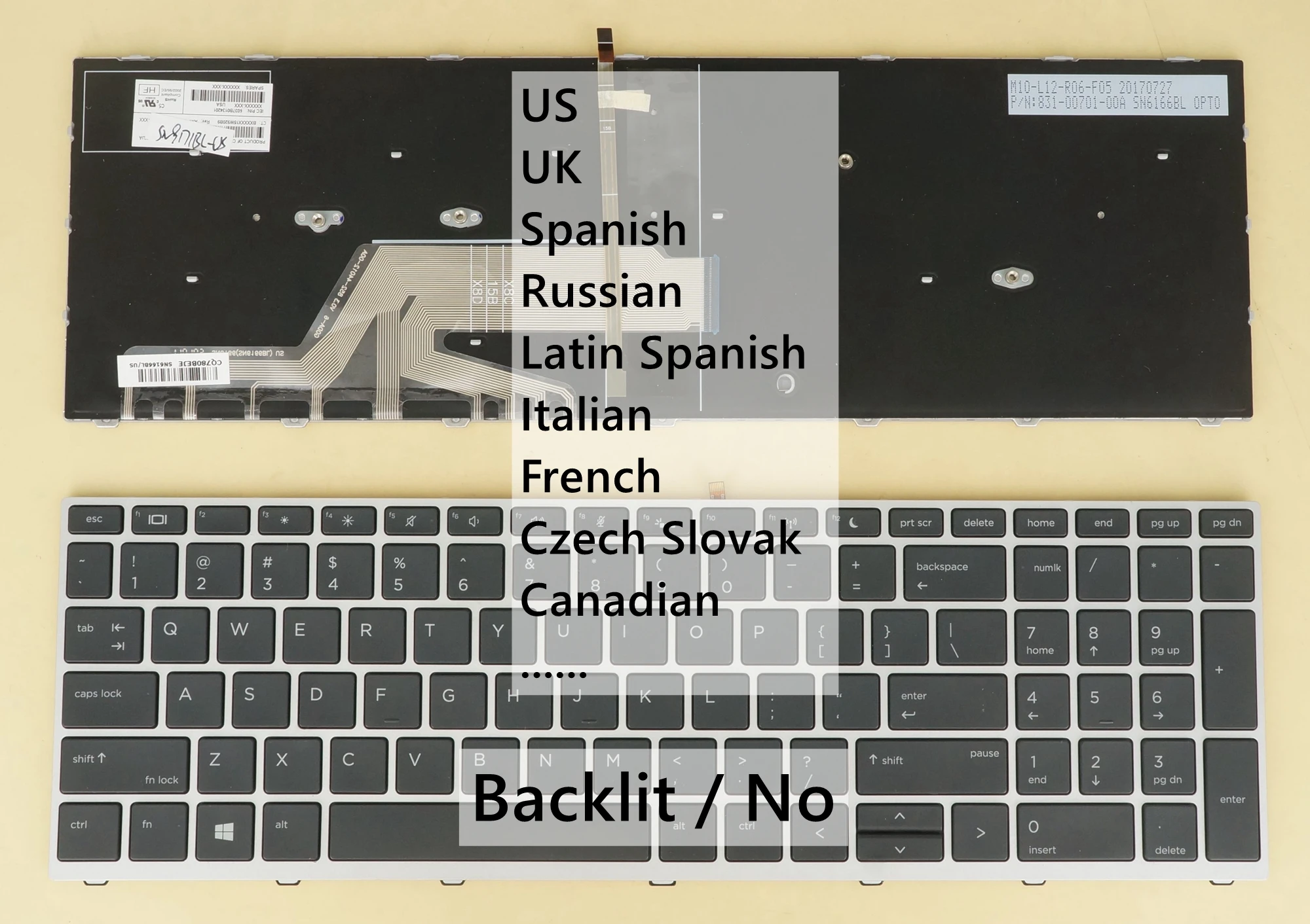 Клавиатура UK RU SP IT FR CZ SK CA LA US для HP SN9171 L09593- L09594- 071 031 251 061 051 FL1 DB1 L00739- 001 161 |