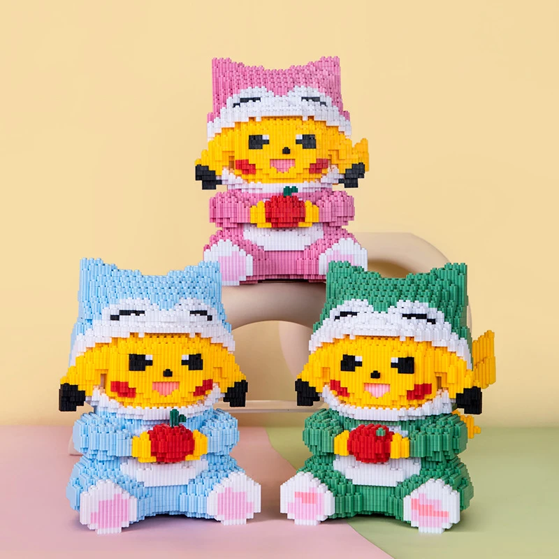 

Pokemon Pikachu Cosplay Slowpoke Building Block Cartoon Magic Blocks 3D Model Mini DIY Assembled Micro Bricks Toys for Kids Gift
