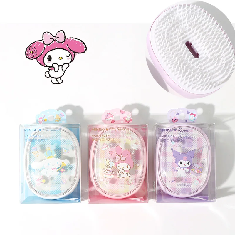 

Kawaii аниме Sanrioed MyMelody Cinnamoroll Kuromi Массажная расческа для волос симпатичная мультяшная портативная расческа Девочка Сердце игрушка подарок на день рождения