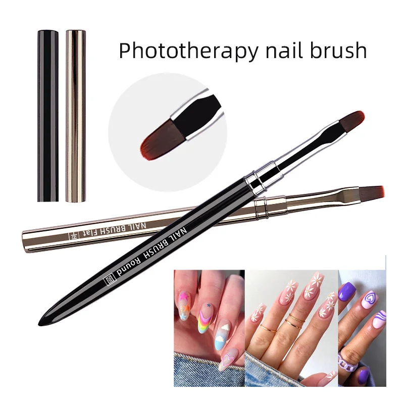 

2Pcs Nail Pen Brushed Nail Glue Phototherapy Pen Acrylic Builder Flat Crystal Painting Drawing Carving Pen UV Gel Manicure Tool