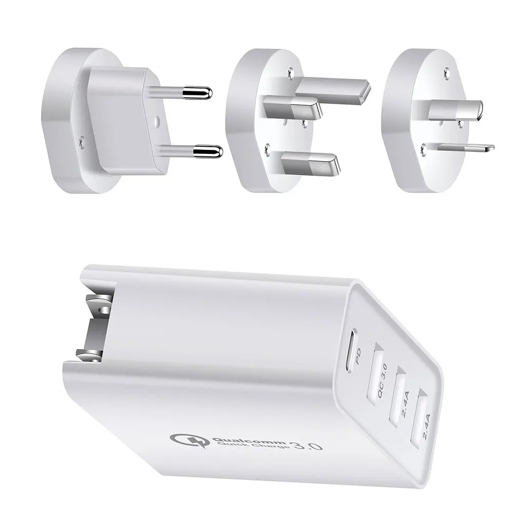 

48W Phone Charger EU/US/UK/AU Plug USB Type-c PD 4-port Fast Charging Adapter Travel Portable Charger