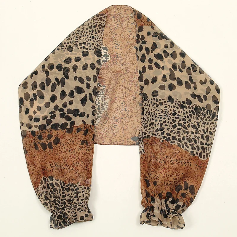 Женский шифоновый шарф с леопардовым принтом 150x48 см