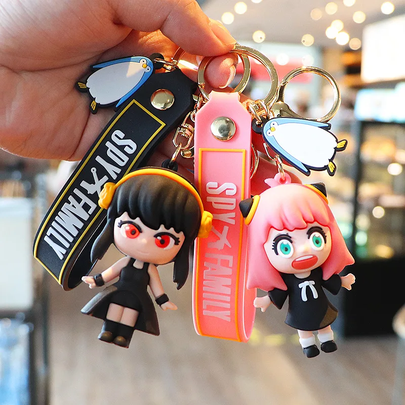 

Anime SPY×FAMILY Keychain Cute Soft Rubber Anya Car Keyring Twilight Yor Forger Loid Toy Spy Family Bag Pendant Key Holder Gift