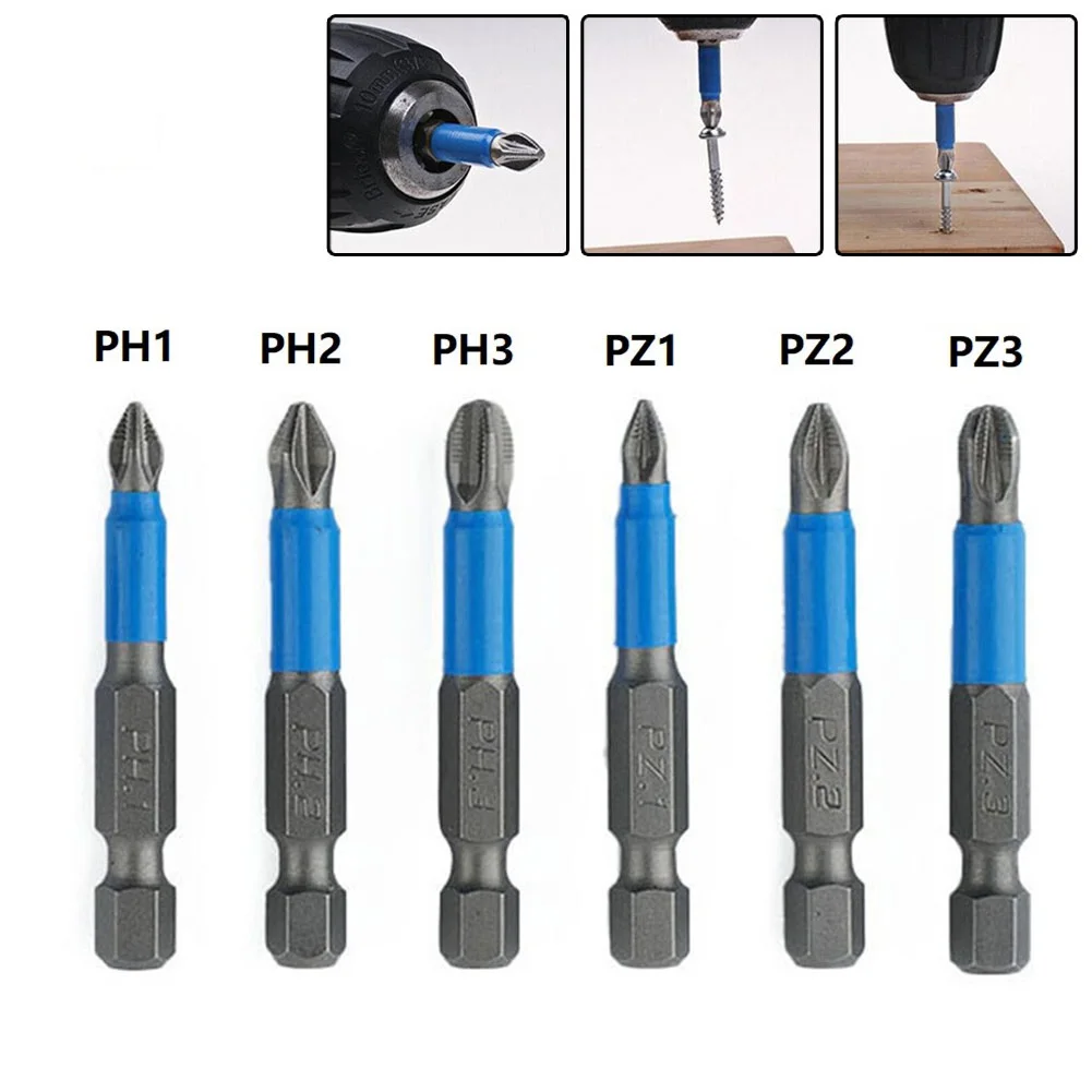 

Magnetic Screwdriver Bits Non-Slip 50mm 1/4" Hex Shank Phillips/Cross Head Screwdriver Drill Bit PH1 PH2 PH3 PZ1 PZ2 PZ3
