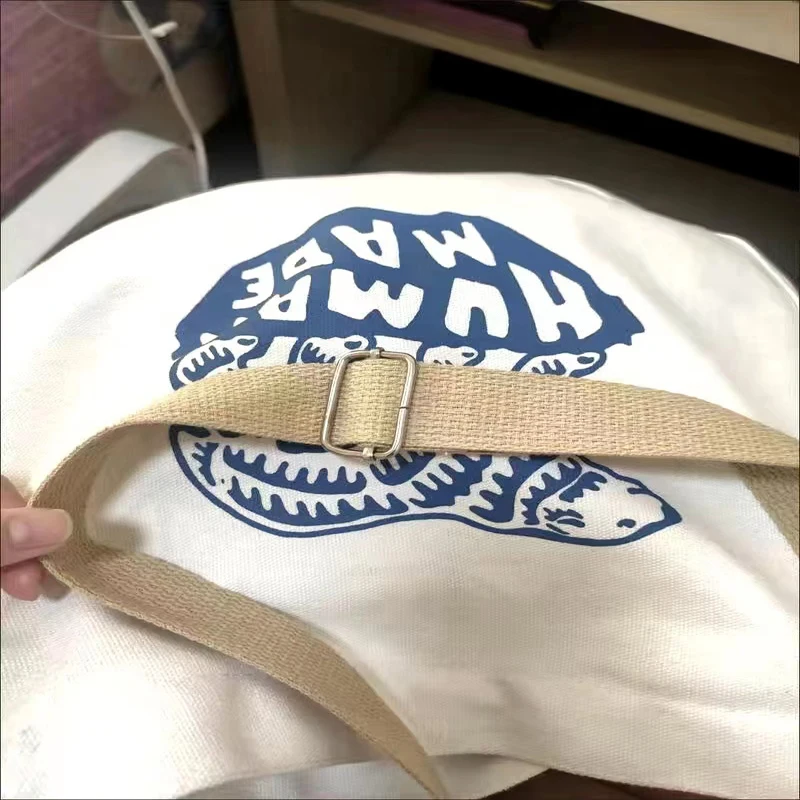 Canvas Human Made Polar Bear Backpacks Buckle Shoulder Strap Handbag Men Women Campus Large Capacity Schoolbag Tooling Bag