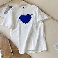 heart print t shirt high quality luxury korean couple summer clothes for women oversized love klein blue y2k t shirt %ed%8b%b0%ec%85%94%ec%b8%a0 for men