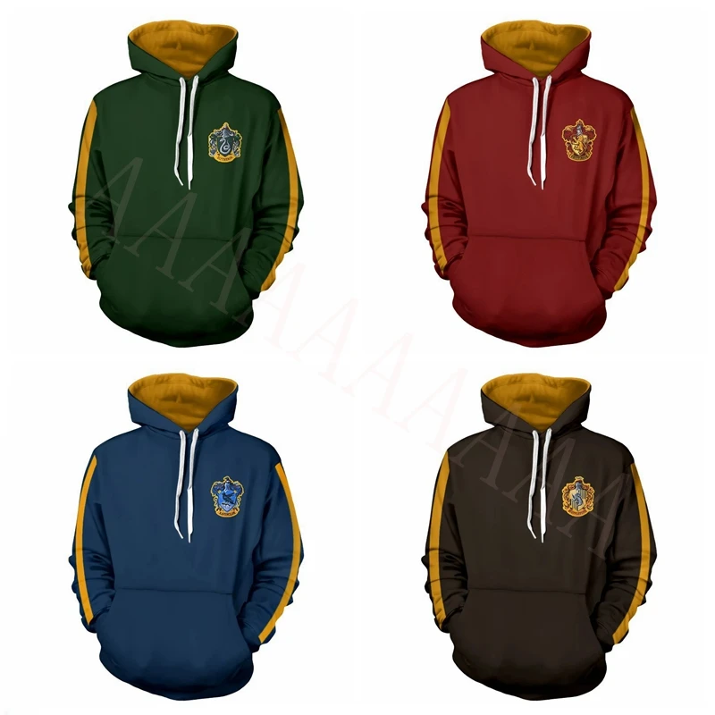 Гарри Поттер Косплей Костюм Худи Свитшот Гриффиндор Слизерин Рон Принадлежности Хаффлпафф Рэвенкло Детей и Взрослых.