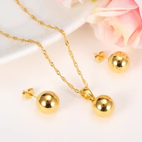 fashion round pendant necklacesball earrings for women gold color bead jewelry sets arabafrican ethiopian jewelry gifts