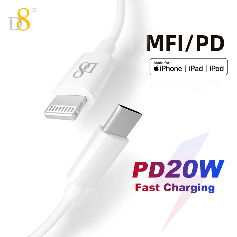 

Official Certification MFi 20W PD Type C To Apple Fast Charging Data Transmission Cable For iPad iPhone 12 13 11 Pro Max XS XR