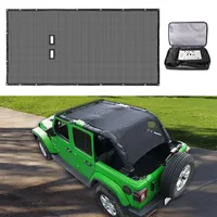 YMT Full Coverage Mesh Sun Shade Soft Top Cover Fit for Jeep Wrangler JL JLU 4 Door (2018-Current) Front+Rear+Trunk (Black)