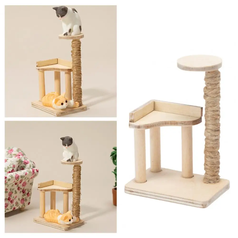 

Eco-friendly Doll House Miniature Craft Collectible Simulation Cat Scratcher Cat Climbing Post Model 1/12