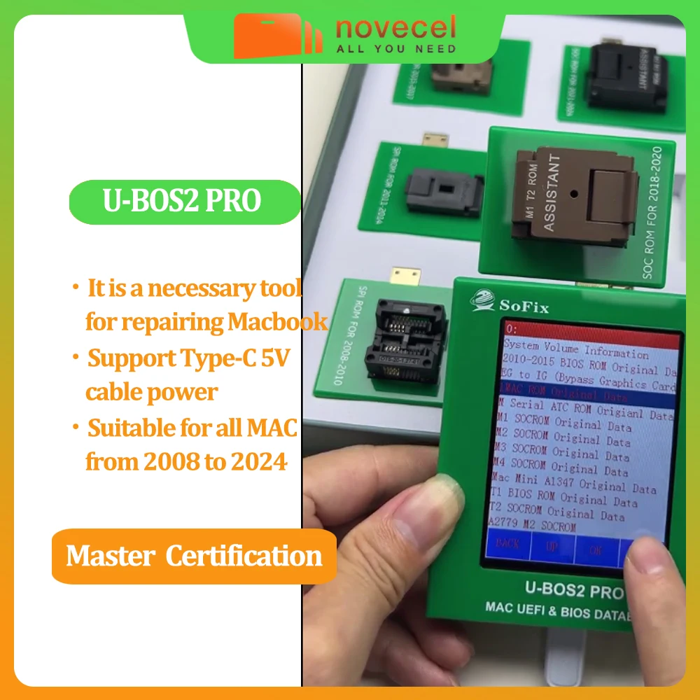 Фото UFIX U-BOS2 Pro UEFI и BIOS Помощник базы данных для MacBook 2008-2024 M1 T2 M2 M3 M4 ATC ROM Чипы BIOS Ремонт Программатор Инструменты №1