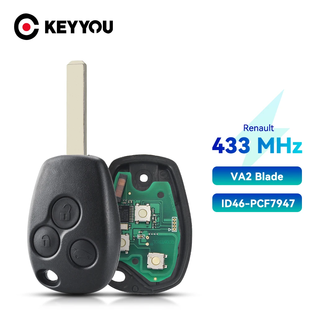 

KEYYOU Car Remote Key For Renault Duster Modus Clio 3 Twingo DACIA Logan Sandero Kangoo 433MHz PCF7946 PCF7947 Chip
