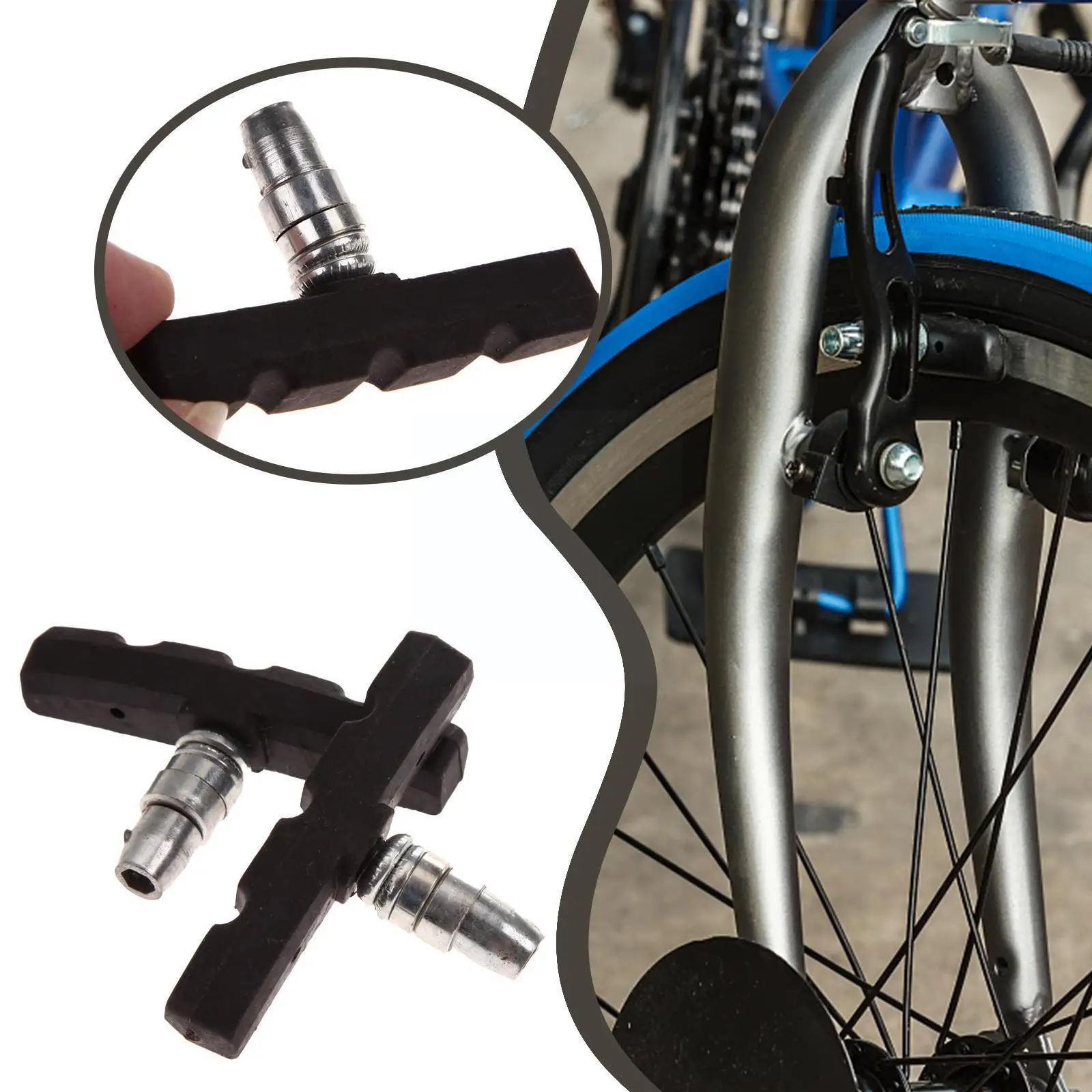 

1pair Road Bike Brake Pads Shoes For Alloy Rims Durable Bicycle Brake Pads Shoes Tools Silent Brake Pads Bike Accessories V0x5