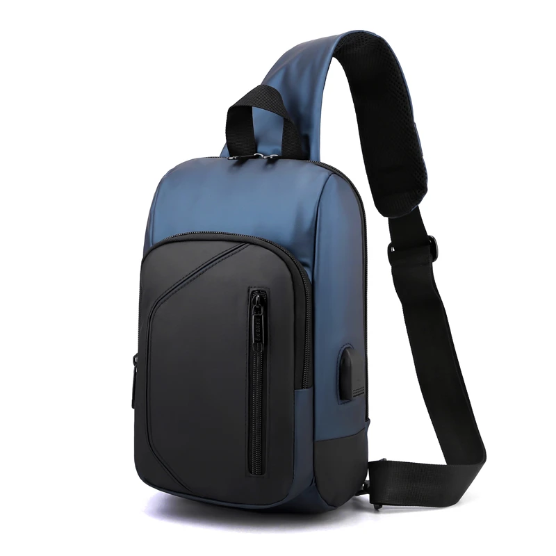 

Повседневная Деловая нагрудная сумка для мужчин, новая роскошная брендовая мужская сумка через плечо с Usb, простая легкая сумка через плечо для телефона, кошелек, синий, серый