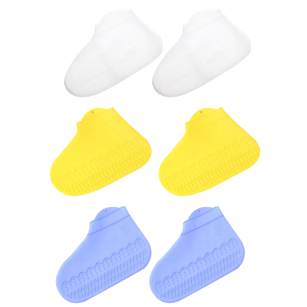 

3 Pairs Reusable Overshoes Waterproof Silicone Cover for Shoes Rain Day Supply