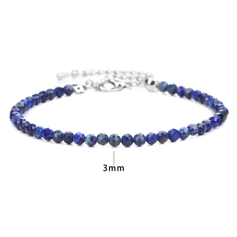 Браслет из натуральных камней диаметром 3 мм маленькие ограненные резиновые