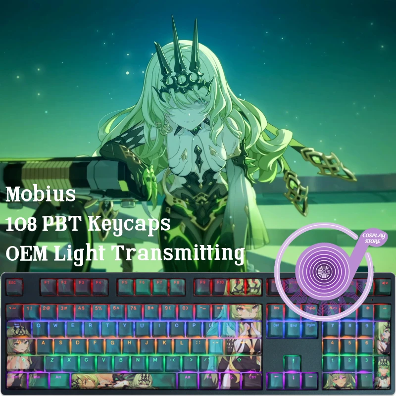 Игровая механическая клавиатура Honkai Impact 3 Mobius 108 колпачки для клавиш PBT краска Сублимация OEM MX Переключатель поперечной оси механическая клавиатура Gamimg подарок
