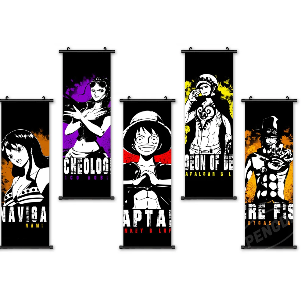 

Wall Art Canvas Luffy Scroll Pictures Poster One Piece Hanging Painting Print Home Decoration Anime Character Children's Room