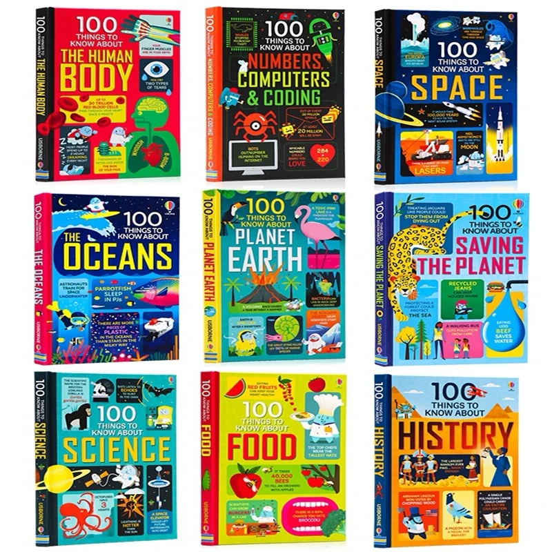 9 Books/Set Top 100 Discoveries High Grade Things To Know About Encyclopedia Paperback Early Childhood Education Books Livro Hot