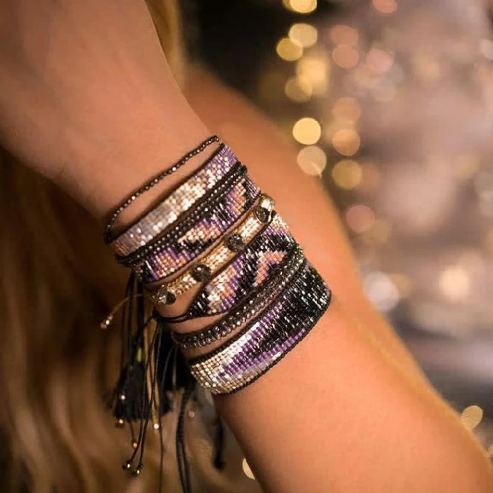 

Go2Boho мексиканский Набор браслетов ручной работы Miyuki Ins модные ювелирные изделия браслеты с кисточкой для женщин Стразы Pulseras Mujer Moda Femme