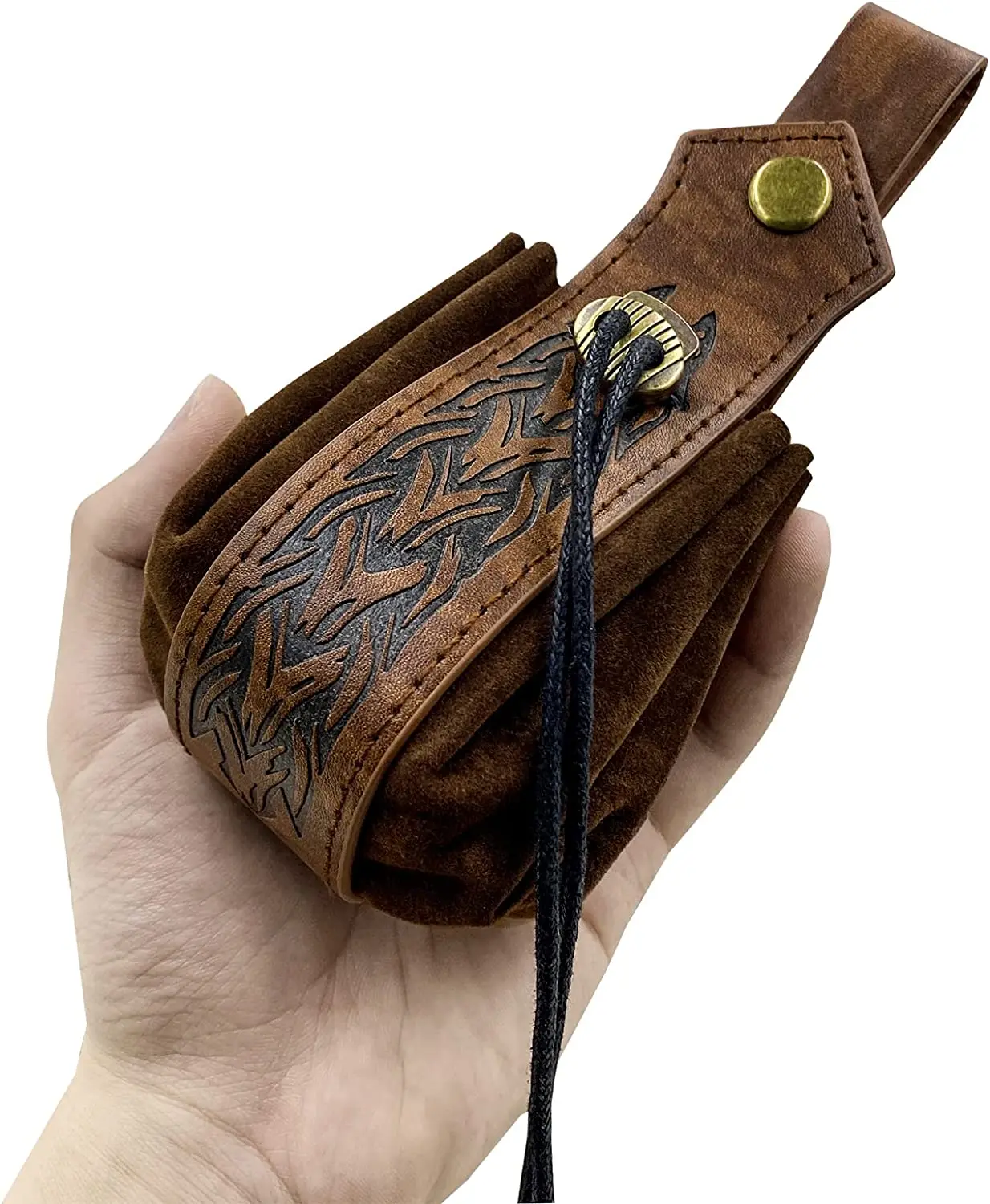 Medieval Faux Leather Drawstring Pouch, Retro Nordic Portable Coin Purse, Vintage Belt Pouch Dice Bag For Men Women Cartera