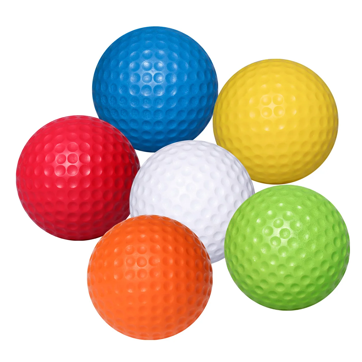 

6pcs Flexible Practice Balls PU Golfballs Indoor Outdoor Training Ball (White + Yellow + Blue + Red + Orange + Green)