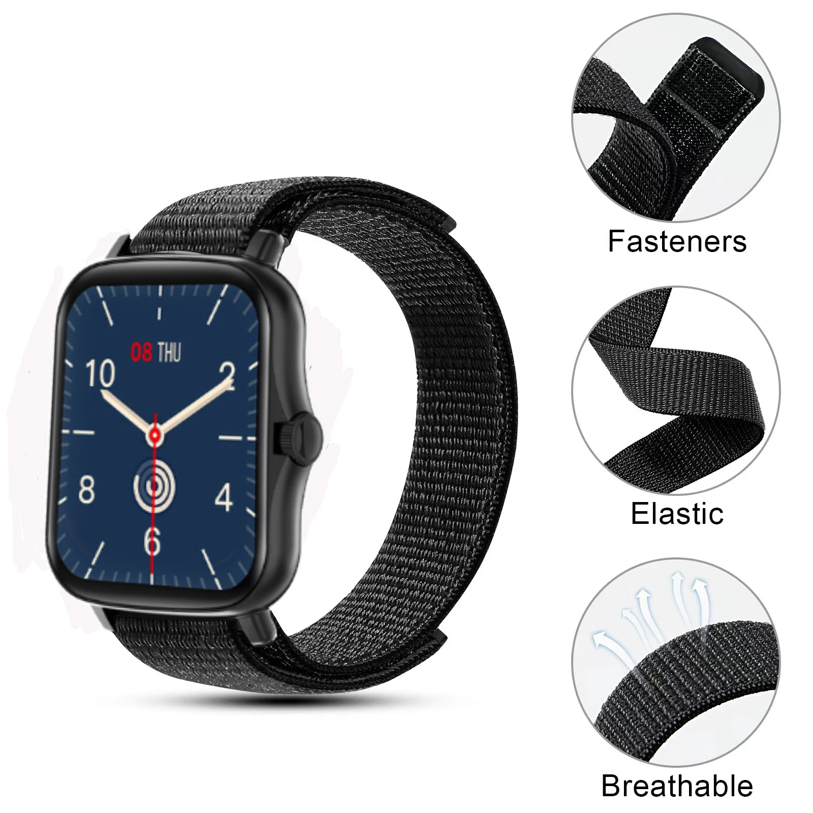 

20mm Nylon Loop Watch Strap For COLMI P8 Plus/P8 Mix/P8 Plus GT Sport Wrist Bracelet For COLMI P28 Plus/V23/P9/P10/P12 Watchband