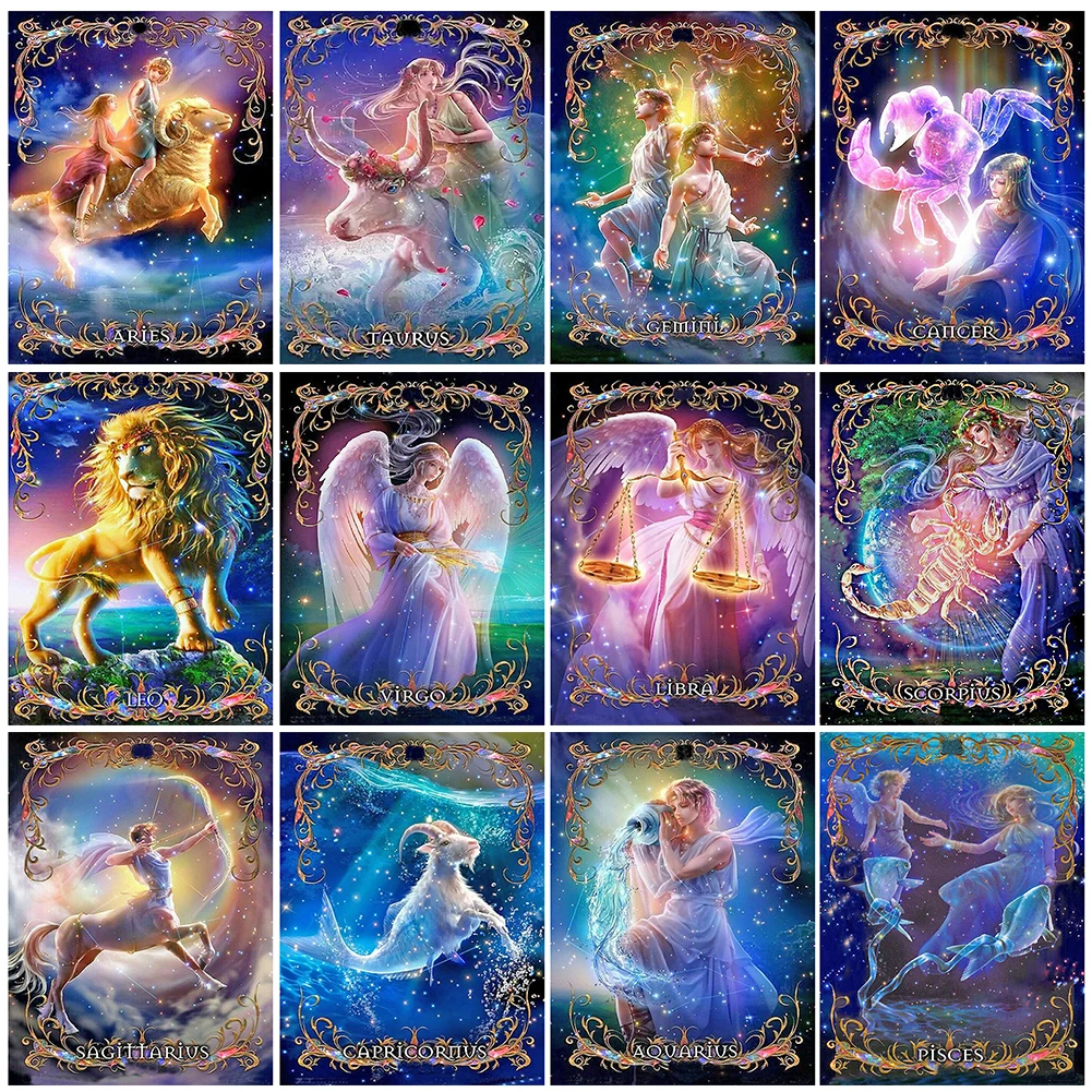 

Набор для алмазной мозаики, картина «сделай сам» с 12 созвездиями, квадратными стразами, 40 х50 см