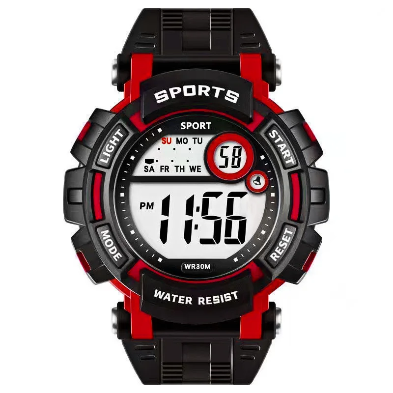 New Sports Teenagers Luminous Alarm Electronic Watch Couples Fashion Trend Watch Boys Boys Multifunctional Waterproof Wristwatch