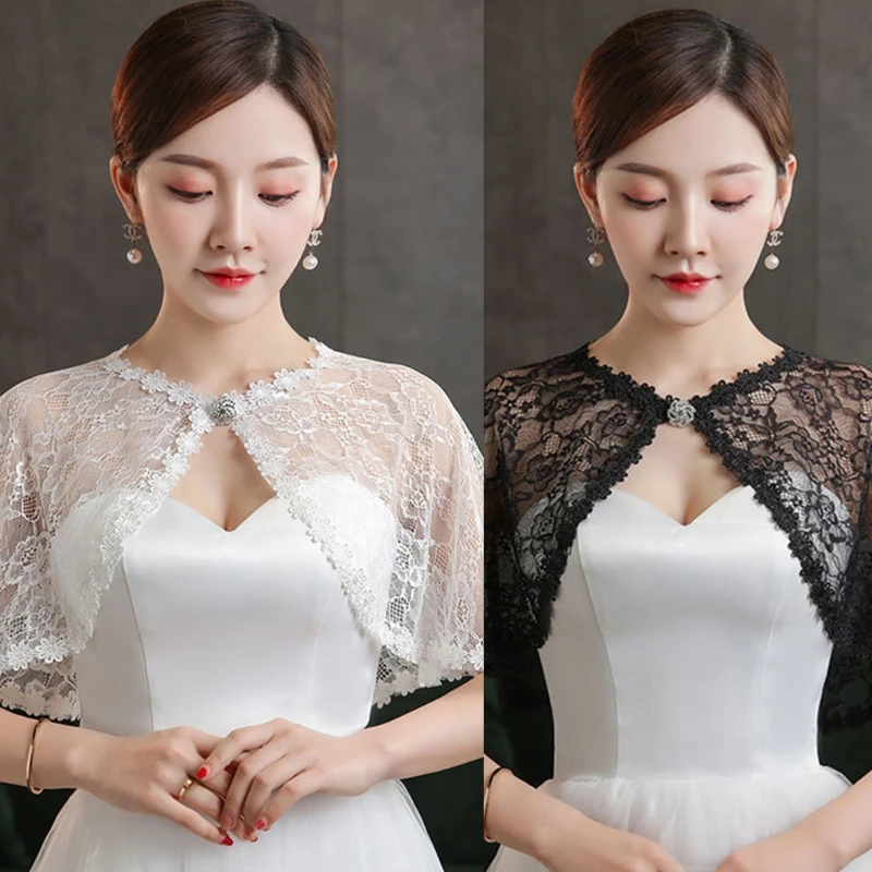 

Bride Adorn Article Black White Lace Shawl Cloak Decorative Clothing for Lady