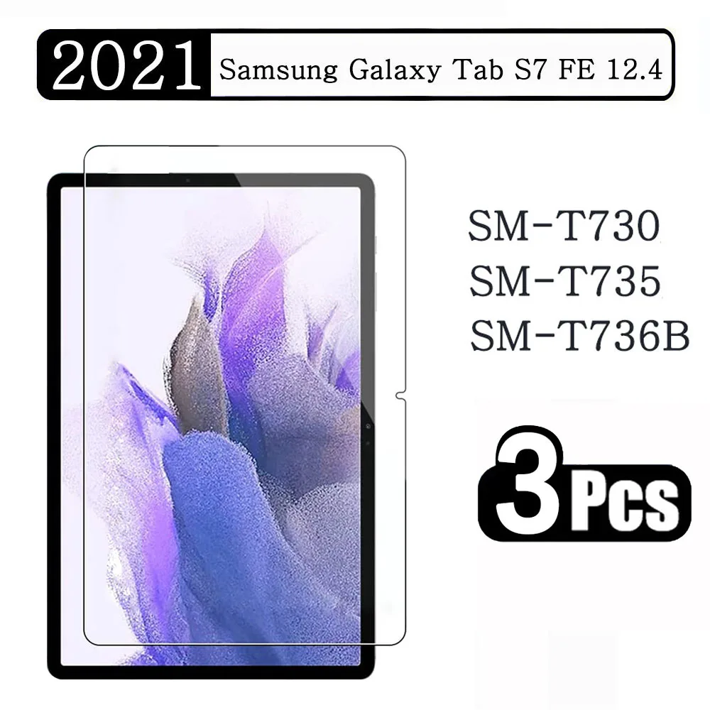 (3 шт.) Закаленное стекло для Samsung Galaxy Tab S7 FE 12,4 дюйма, зеркальная фотография, T730, T736B, защитная пленка для экрана планшета