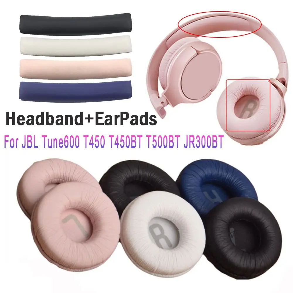 

1 Pair Soft Leather Headphone Foam Headband Cushion Cover Replacement Ear Pads For JBL Tune600 T450 T450BT T500BT JR300BT