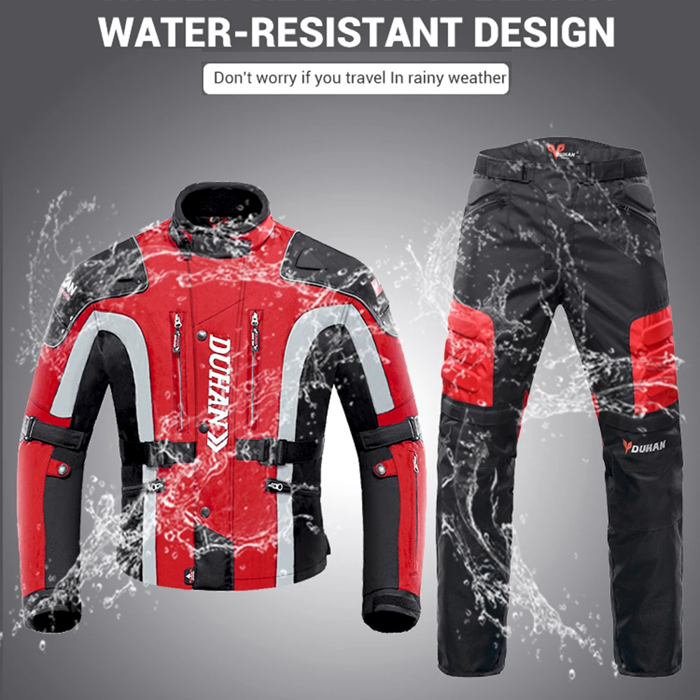 DUHAN Four Seasons Motorcycle Jacket & Pants Set Men's Waterproof Protective Gear Chaqueta Motocross Suit Keep Warm Liner enlarge