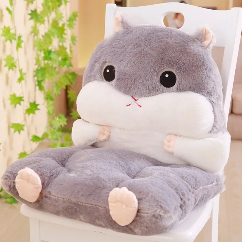 45x90cm Hamster Shape Plush Seat Cushion PP Cotton Core Hand Warmer Tatami Cushion Pillow HomeDecoration Car Office Sofa Cushion