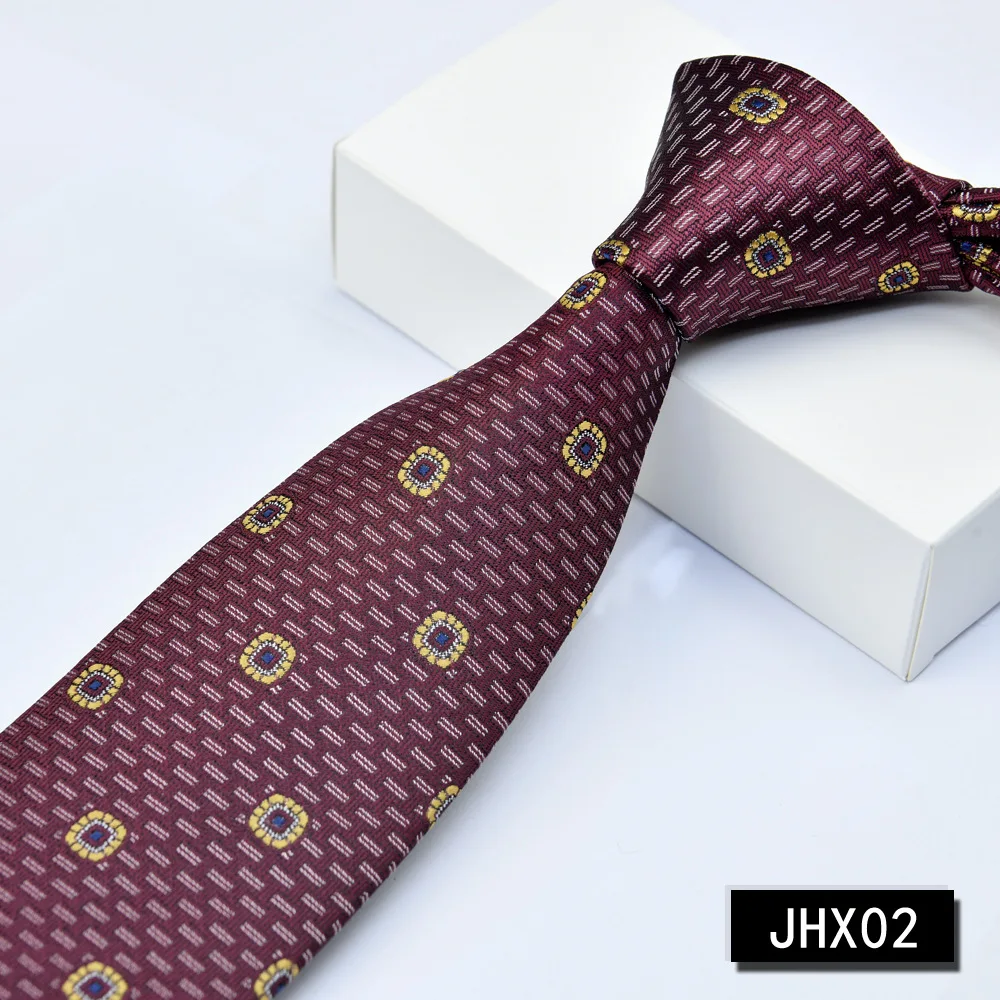 8CM Tie Men's Striped Jacquard Tie Wine Red Wedding Gravatas Formal Business Neckties Gifts For Men images - 6