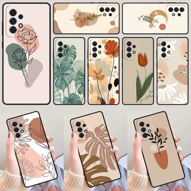 Чехол с абстрактными растениями для Samsung Galaxy A52 A72 A73 A20e A21S A50 A70 A11 A12 A42 A31 A40 A51 A71 A32 A80