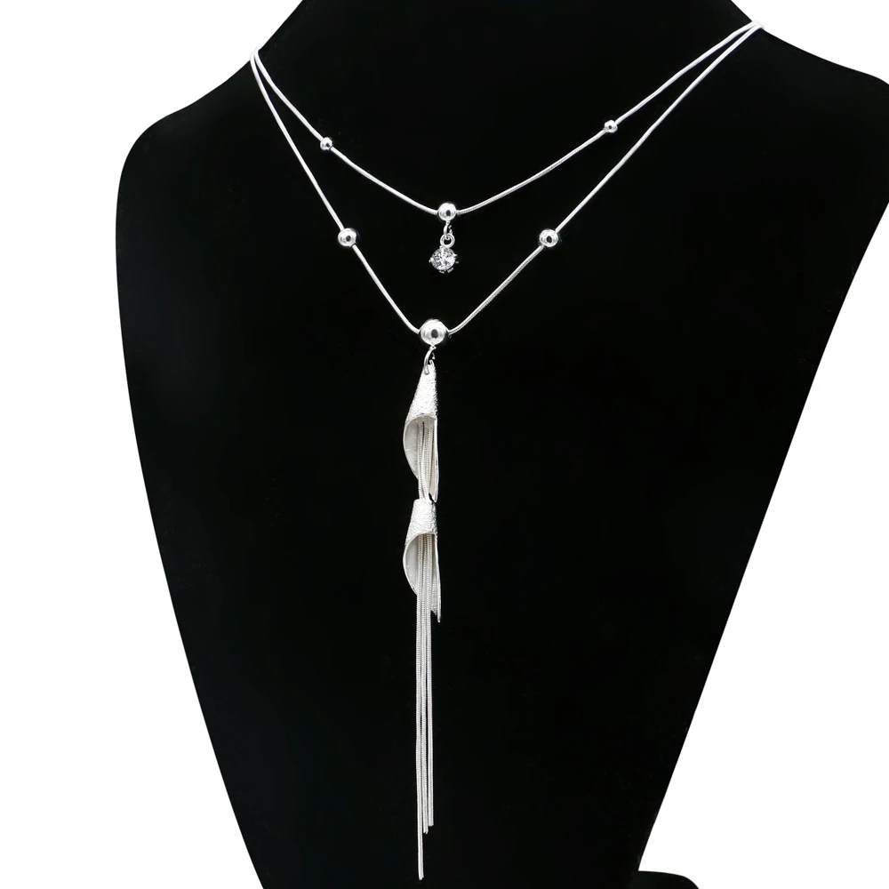 

Ожерелье ziqiudieS925 из стерлингового серебра с двойной линией, змея, бутик, инкрустированная бриллиантами Женская цепочка на свитер, длинное ожерелье
