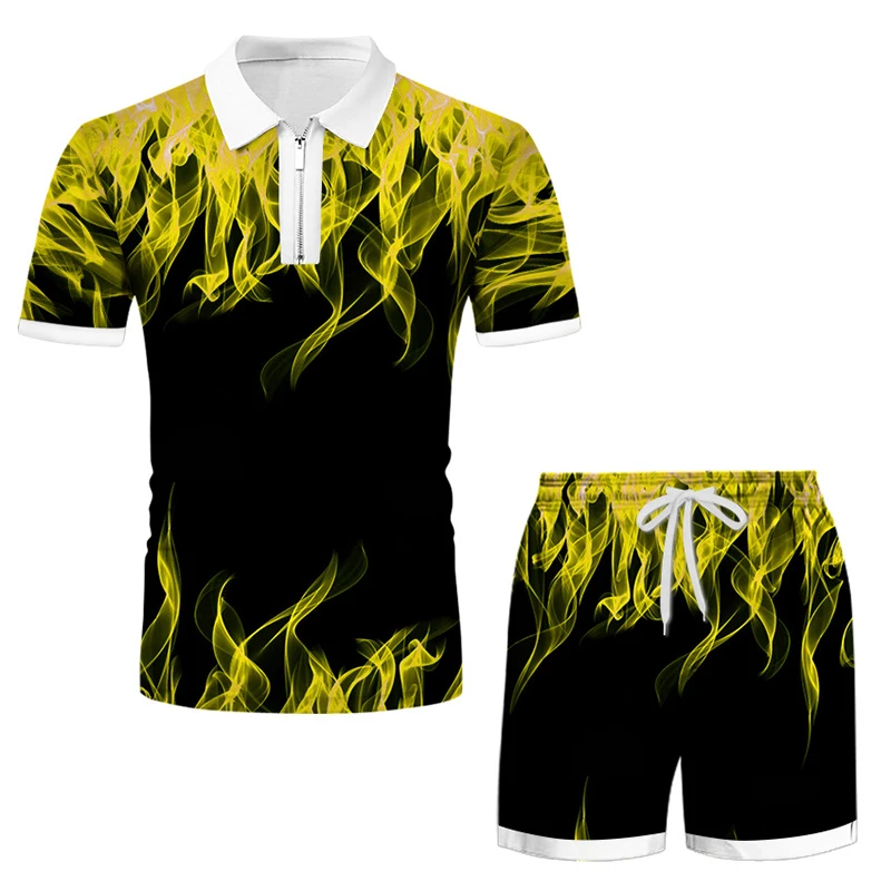 

2022 New Summer 2 Piece Set Mens Short Sleeved Sports Set Printed Tracksuit Fashion Patchwork Shorts Sets Men Hip Hop Streetwear